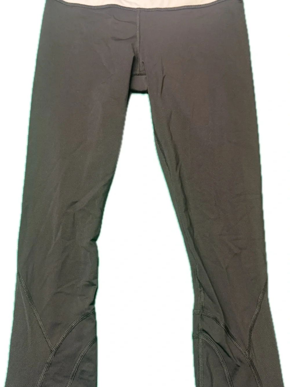 lululemon athletica Black Cropped Leggings with Purple, Mint & Cream Waistband
